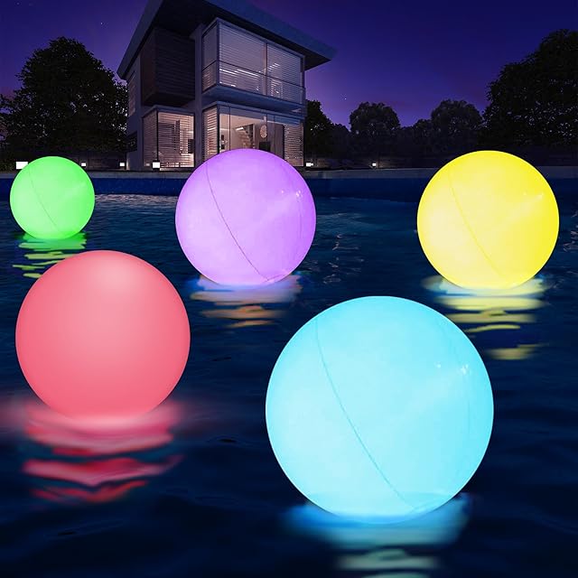 The LED Large Floating Pool Ball - 16" Inflatable Solar Beach Ball Pool Toys for Adults and Kids with Remote Control 16 Colors Lights and 4 Modes Outdoor Solar Power Pool Party Decorations(2 Pcs)