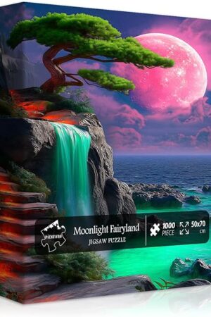 The PICKFORU Ocean Puzzle for Adults 1000 Piece, Fantasy Landscape Nature Scenic Puzzle, Sea Moon Scenery Challenge Jigsaw Puzzle