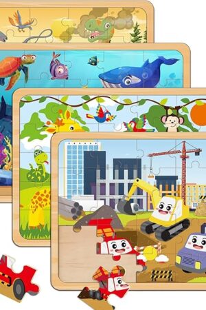 The Puzzles for Kids Ages 4-6, Set of 4 Packs with 24-Piece,Preschool Educational Brain Teaser Toys for Boys and Girls 3-8 Years Old