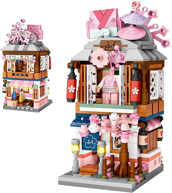 The Japanese Street View Shop Bricks, Mini DIY Building Blocks Model MOC Construction Toy (Kimono Shop)