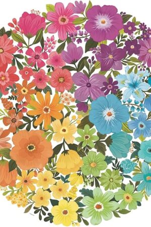 The Ravensburger Circle of Colors: Flowers 500 Piece Round Jigsaw Puzzle for Adults and Kids Wooden Puzzle | Unique Piece Design | Vibrant and Glare-Free | FSC-Certified