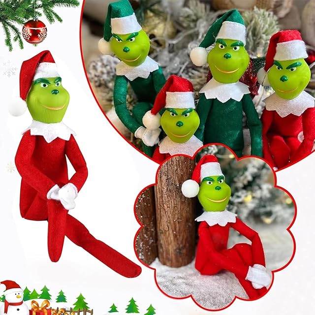 The 12.6'' Red Christmas Monster Plush Toy, Christmas Stuffed Figures Doll for Kids and Christmas Tree Home Decorations(Red)