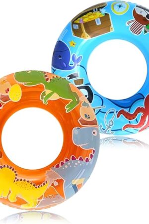The Pool Floats Kids 3-6 Set -Pirate & Dino Themed Inner Tubes for Summer Fun, Small Pool Tubes for Kids, Inflatable Toddler Round Pool Float, Children Swim Ring, Great Pool Party Toys and Beach Floaties