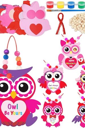 The Qyeahkj 36 Packs Valentine's Day Owl Craft Set - Make Your Own Owl Bulk Set for Classroom Decoration, Home Game Activities