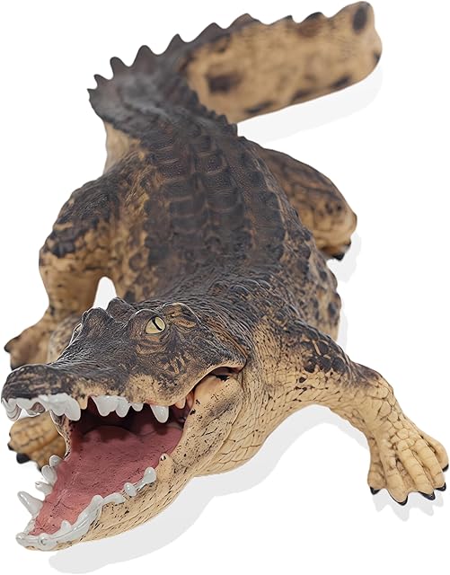 The Gemini&Genius Crocodile Action Figures Wildlife World Safari Animals Figures Stocking Stuffers and Collectible Toys The Coolest Cake Toppers for Kids (Brown Crocodile)