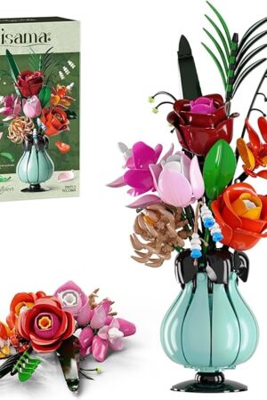 The Rose Flower Bouquet Building Sets - Compatible with Lego Flower Bouquet, Artificial Wildflower with Vase, DIY Unique Decoration Home, Botanical Collection for Ages 8-12 yrs Old Girl for Gift
