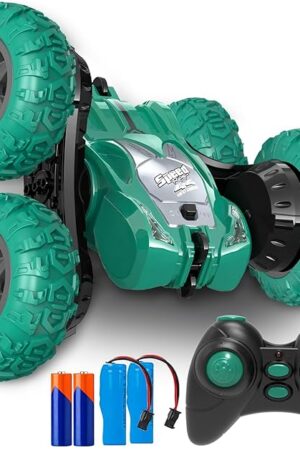 The Remote Control Car, RC Stunt Double Sided 360° Rolling Rotating Rotation Cars, High Speed Off Road Racing Truck for 6 7 8-12 Year Old Boy Kids Toy (Green)