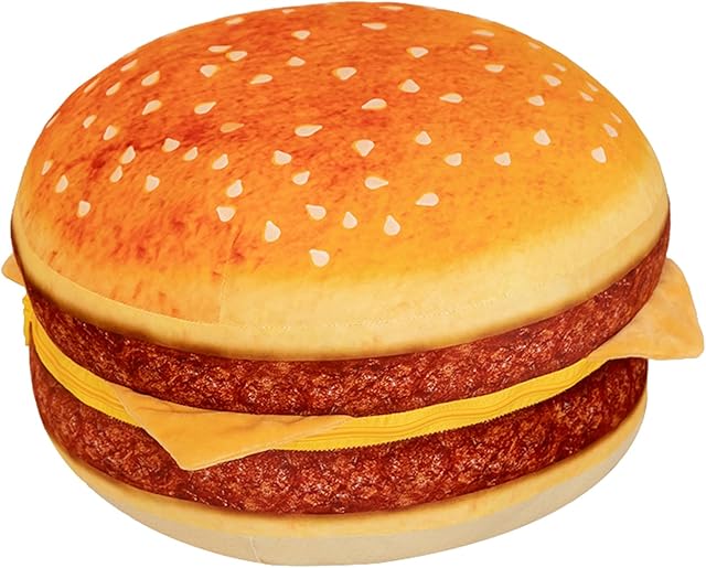 The funnykitten Hamburger Plush Pillow, 3D Simulation Cheeseburger Pillow Burger Plush Hugging Pillow Cushion Funny Food Plush Pillows Toy for Home Decor, 16.5inch