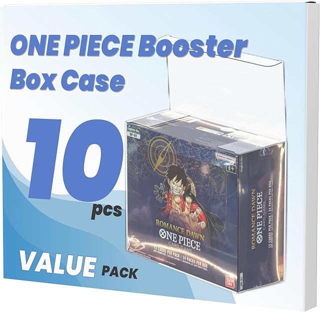 The PET OPCG Booster Protectors for One Piece Card Game (10 Pack) - 0.50mm Thick Clear ONE PIECE TCG Booster Display Box - Suits OP01/OP03/OP04/OP05/OP06 Protector Case