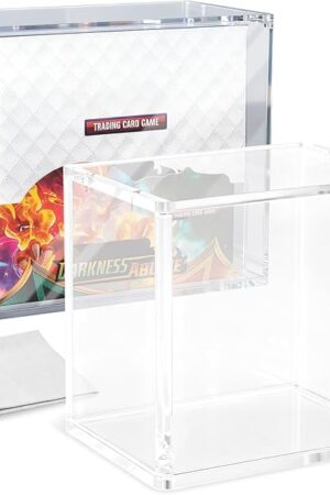 The PKMN Booster Box Case Protector, 8mm + 5mm Ultra Thick Acrylic Booster Box Case with 5x3mm Strong Magnets, Compatible with PKMN Booster Boxes
