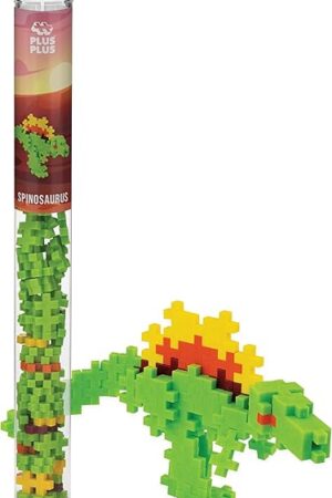 The PLUS PLUS 3D Dinosaur Figure Building Block Set, 70 Mini Interlocking Puzzle Pieces, Fun Stem Toys for Kids - Spinosaurus Maker Tube