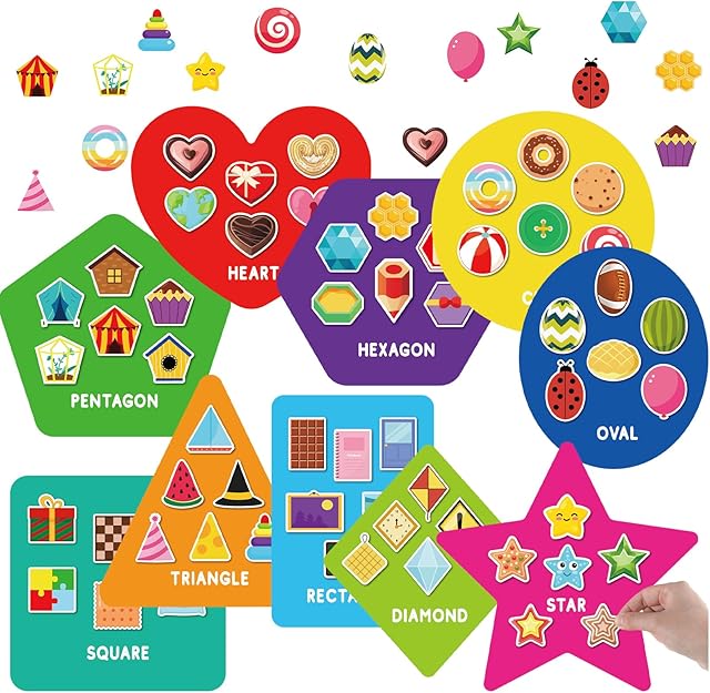 The 70 Pcs Shape Sorters for Toddlers Shape Puzzle and Matching Games Set with 10 Sorting Mats and 60 Everyday Objects Pieces for Kids Preschool Classroom Child Learning