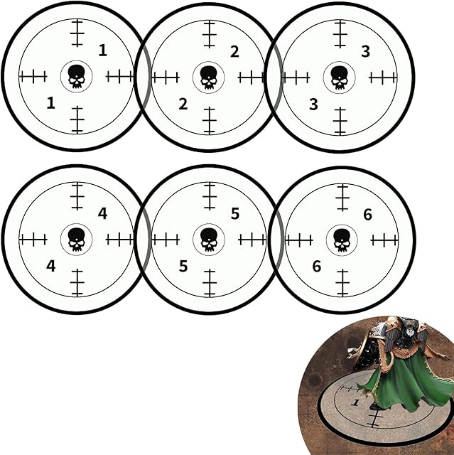 The 6 PCS Objective Point Marker Disc Gaming Accessory Compatible with 40K Warhammer and Other Tabletop War Games (Skull Pattern, Miniatures not Included)