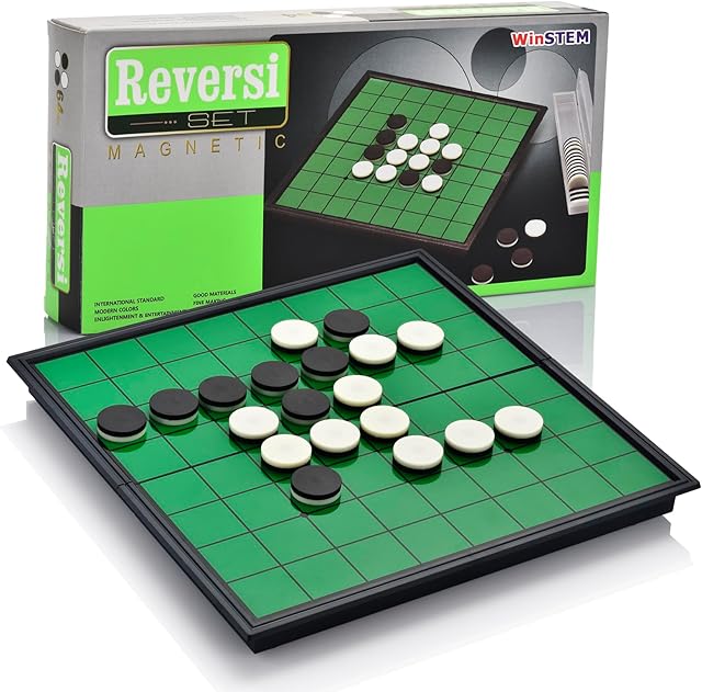 The Magnetic Reversi Board Game Set 9.76" with Folding Board Classic Travel Games for Kids and Adults