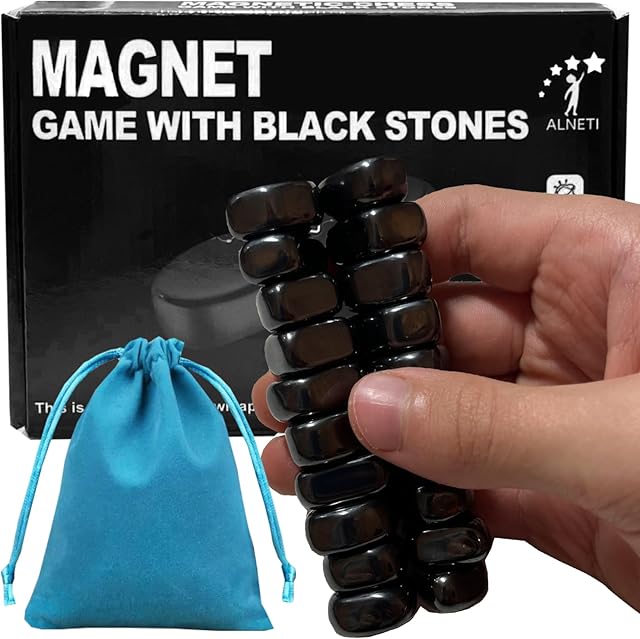 The Magnet Game with String Travel Size - Magnetic Chess Set with Stones for Family Night - Fun Portable Two Player Magnet Rocks for Teens - Magnetic Games for Adults and Kids