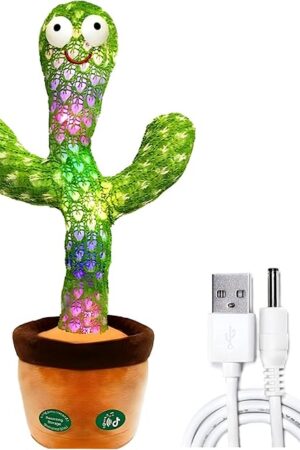 The Rechargeable Talking Cactus Plush Toy for Toddlers Ages and 120 Songs with LED Lights, Voice Mimicry Dancing Cactus Musical Plush – Soft Educational Gift, Best for All Occasions