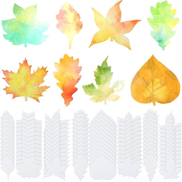 The 80 Pcs Fall Theme Color Diffusing Leaves 10 Inches Autumn DIY Maple Leaves Shape Color Diffusing Paper for Fall Classroom Art Projects Writing DIY Greeting Cards Party Favors