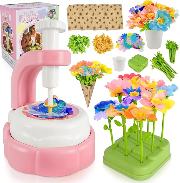 The Fabric Flower DIY Craft Kits Toys for Kids, Flower Press Toy, Arts & Crafts for 4+ Year Old Girl Birthday Gifts, Crafts for Kids Ages 4-8-12, Gift for 6 Year Old Girl