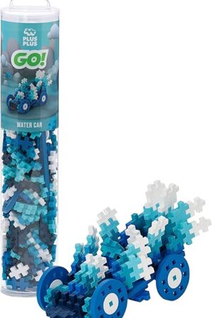 The PLUS PLUS Color Cars Tube, Car Building Block Kit, 3D Puzzle Stem Toy Set for Kids, 200 Mini Interlocking Pieces - Water