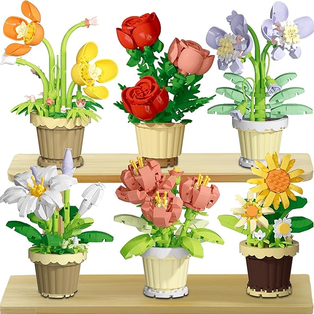 The Flowers Bonsai Building Sets, Ideal Gifts for Mom, Flower Botanical Building Gifts for Mothers Day Mom Mommy Mother in Law Bonus Step Mothers Gift Adults Birthday Party Office Home Decor -1302PCS