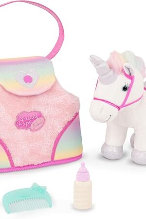 The Pucci Pups – Plush Pet– Dog Carrier – Toy Unicorn – Rainbow Bag & Sparkly Comb – Stuffed Animal – 3+ Years