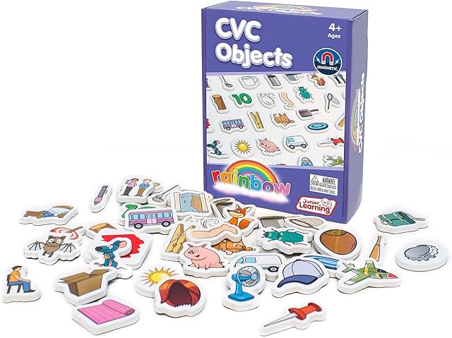 The Junior Learning Rainbow CVC Objects Magnetic Foam Set, 40 Pieces, Ages 4-5, Phonics, Pre K-K