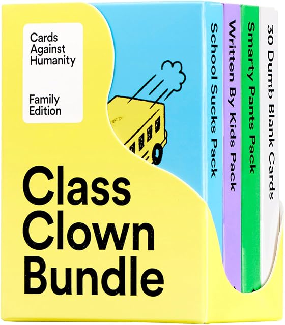 The Cards Against Humanity Family Edition: Class Clown Bundle • 3 Themed Packs + 30 Blank Cards for Your Dumb Inside Jokes