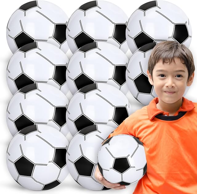 The Whaline 12Pcs Inflatable Soccer Beach Balls 11.8 Inch Summer Swimming Pool Toys Balls Black White Bouncing Sports Ball for Tropical Beach Party Pool Games Favor Sports Outdoor Activity