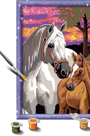 The Ravensburger Sunset Horses Paint by Numbers Kit for Kids - 20052 - Painting Arts and Crafts for Ages 9 and Up