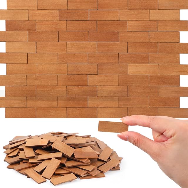 The Sintuff 200 Pcs Pale Brown Miniature Dollhouse Flooring Mini DIY Wooden Dollhouse Floor Boards 1:12 Scale Doll House Accessories for Model Decor