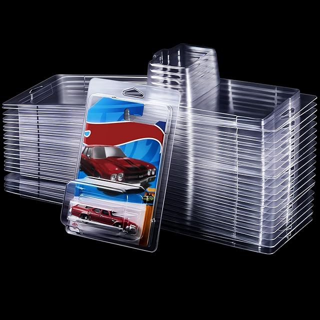 The Tatuo 24 Pcs Protector Packs Compatible with Hot Wheels Model Car Clamshell Cases Plastic Display Protective Case Clear Die Cast Car Blister Pack Covers, 7.5 x 5 x 2 Inch