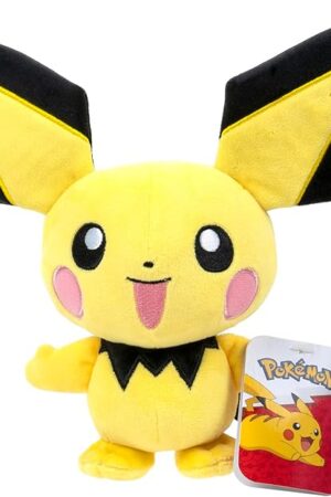 The Pokemon 8" Pichu Plush - Officially Licensed - Pikachu Evolution Figure - Authentic Soft Stuffed Animal Toy - Holiday Christmas Stocking Stuffer Gift for Kids, Boys, Girls - 2+