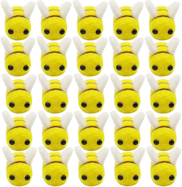 The TIHOOD 20PCS Wool Felt Bee Craft Balls Bee Craft Supplies for Baby Shower Gender Reveal Party Nursery Tent Decoration DIY Craft Car Seat Grasping Bead Toys