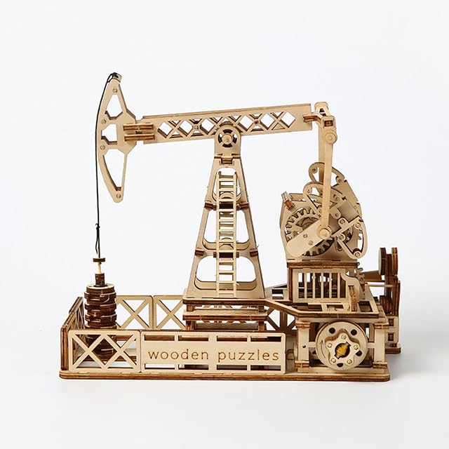 The 3D Wooden Puzzles Oilfield Oil Pump Model Kits, Brainteaser and Puzzle for Christmas/Birthday,Gifts for Adults and Teens to Build Combination