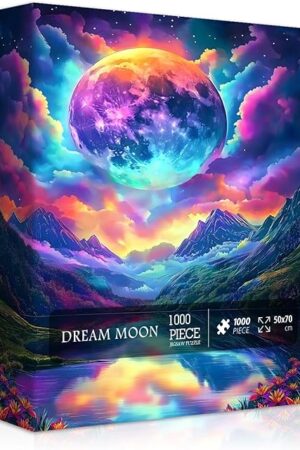 The Rainbow Landscape Puzzles for Adults 1000 Pieces, Magic Nature Gradient Mountain Moon Scenery Themed, Plant Lake Scenic Challenge Jigsaw Puzzle