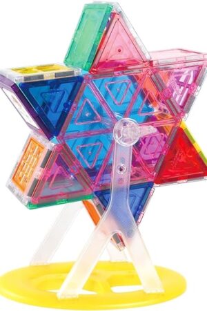 The PicassoTiles Magnet Tile Building Blocks Ferris Wheel Amusement Rotating Accessory Kit Compatible with Full Sized Magnetic Tiles Construction Toy Set Education STEM Learning 3D Toddler Kid Age 3+ PT09