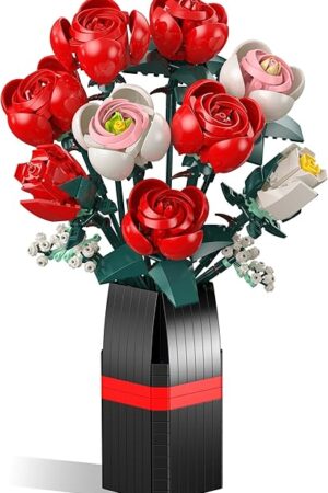 The Roses Building Set with Vase, Flower Bouquet Building Kit for Home Office Decor - Flower Botanical Collection Toys Gift for Kids Girls and Adults Women on Valentine’s Day, Mother's Day - 841PCS