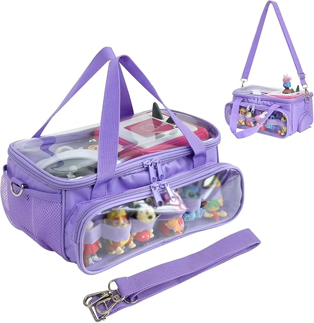 The Demao Carrying Case for Tonie in Purple | All-in-One Portable Storage Box | Holds 20+ Tonie Figures, Shockproof Travel Organizer | PVC Visual Cover-Plays Audio Figurines On-The-Go
