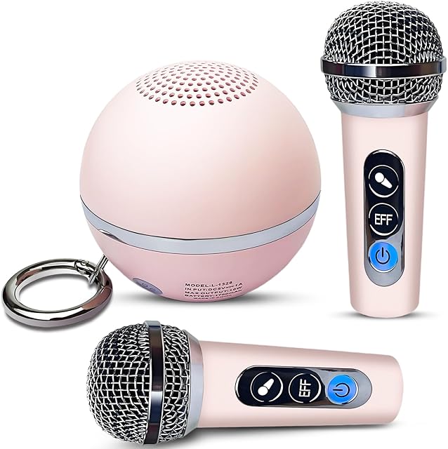 The Mini Karaoke Machine for Kids: Portable Bluetooth Speaker with 2 Wireless Mics Birthday Gifts Christmas Party Singing Toys for 4 5 6 7 8 9 10 11 12+ Years Old Girl Boy,Excellent Sound Simple Type New