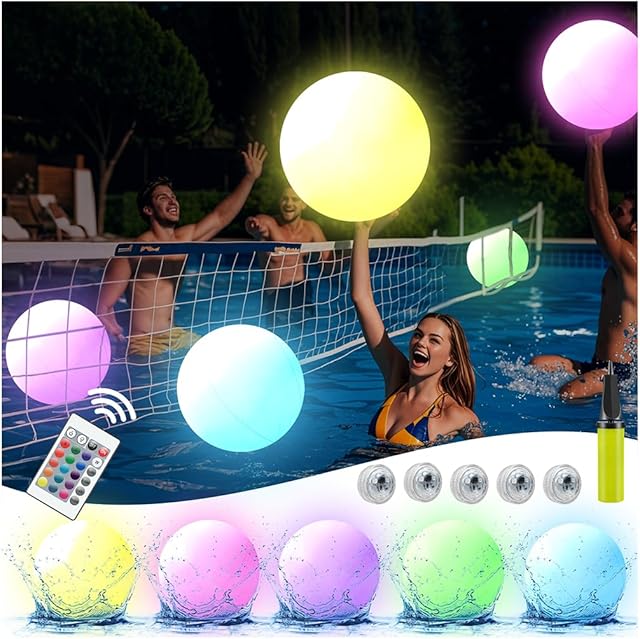 The Pool Toys,LED Beach Ball with Remote Control,12" Inflatable Beach Balls with 16 Colors Lights and 4 Light Modes.