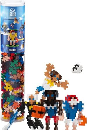The Plus-Plus: Instructed Play Tube - Sports - 240 Piece - Create 4 Players, Construction Building STEM Toy, Interlocking Mini Puzzle Blocks, Kids Ages 5+