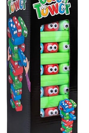 The Point Games Googly Tower - Stacking Tower Game with Fun Design - Developmental & Interactive Puzzle, Test Stabilizing Skills- Ages 3+