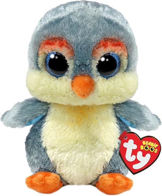 The Ty Beanie Boos T37322 Fisher The Bird with Glittery Blue Eyes, The Plush with Big Sparkly Eyes - 15 cm
