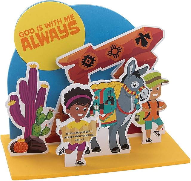 The Fun Express Southwest VBS 3D God is with Me Stand-Up Craft Kit - VBS Vacation Bible School Supplies/Decor - Makes 12