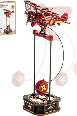 The ROBOTIME 3D Wooden Puzzles for Adults, Plane Gravity Swing Model, Aircraft Model Kits for Age 14+,3D Puzzle Model Building Kit, Birthday/Christmas/Creative Gifts for Adults&Teens
