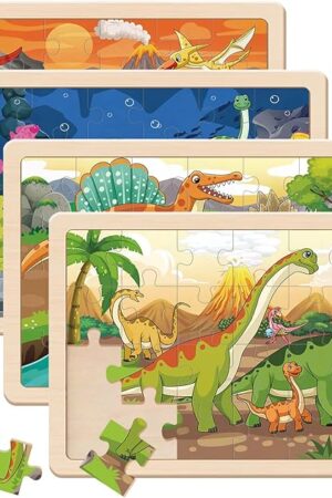 The Puzzles for Kids Ages 4-6, Large Dinosaur Wooden Puzzles, 4 Packs 24 PCs Jigsaw Puzzles Preschool Educational Toys Gifts for 3 4 5 6 Year Old Boys Girls