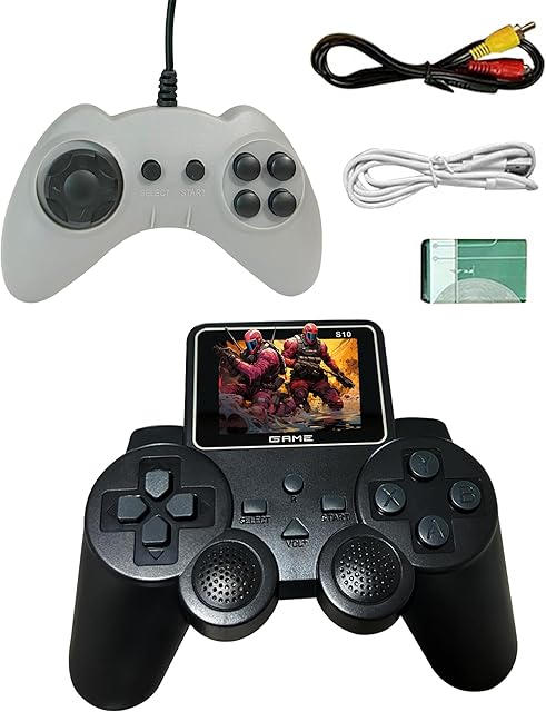 The PlayingStation 520-in-1 Retro Games Handheld - Controller Console with Loads of Classic Arcade Games - Gamepad Console with AV TV Out (Black Double Player)