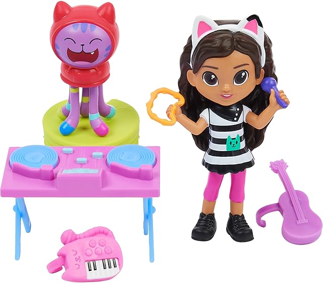 The Gabby's Dollhouse, Kitty Karaoke Set with 2 Toy Figures, 2 Accessories, Delivery and Furniture Piece, Kids Toys for Ages 3 and up