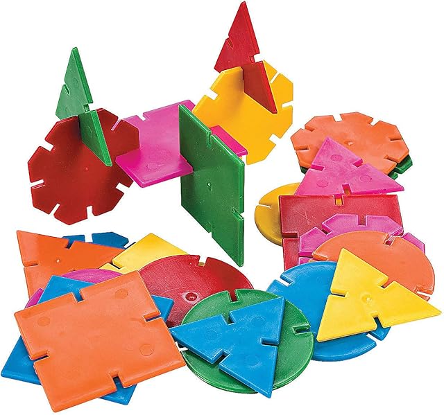 The Fun Express Bulk 400 Piece Geometric Connecting Shapes Building Blocks Set, School and Play Activities