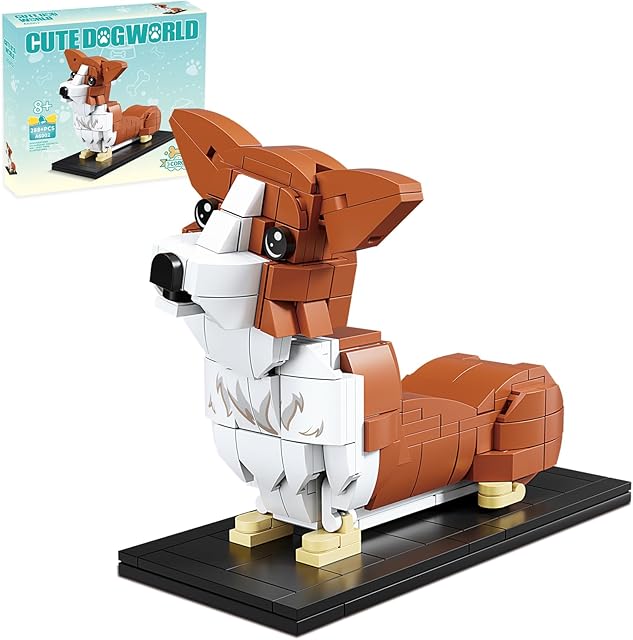 The KAZI Adorable Dogs Building Toy Set,Dog Gift fors Animal-Lovers,Ideas Corgi Dog Building Set for Girls and Boys,Creative Buildable Toys for Kids 8 and Up,Party Favors,Gifts for Halloween Christmas